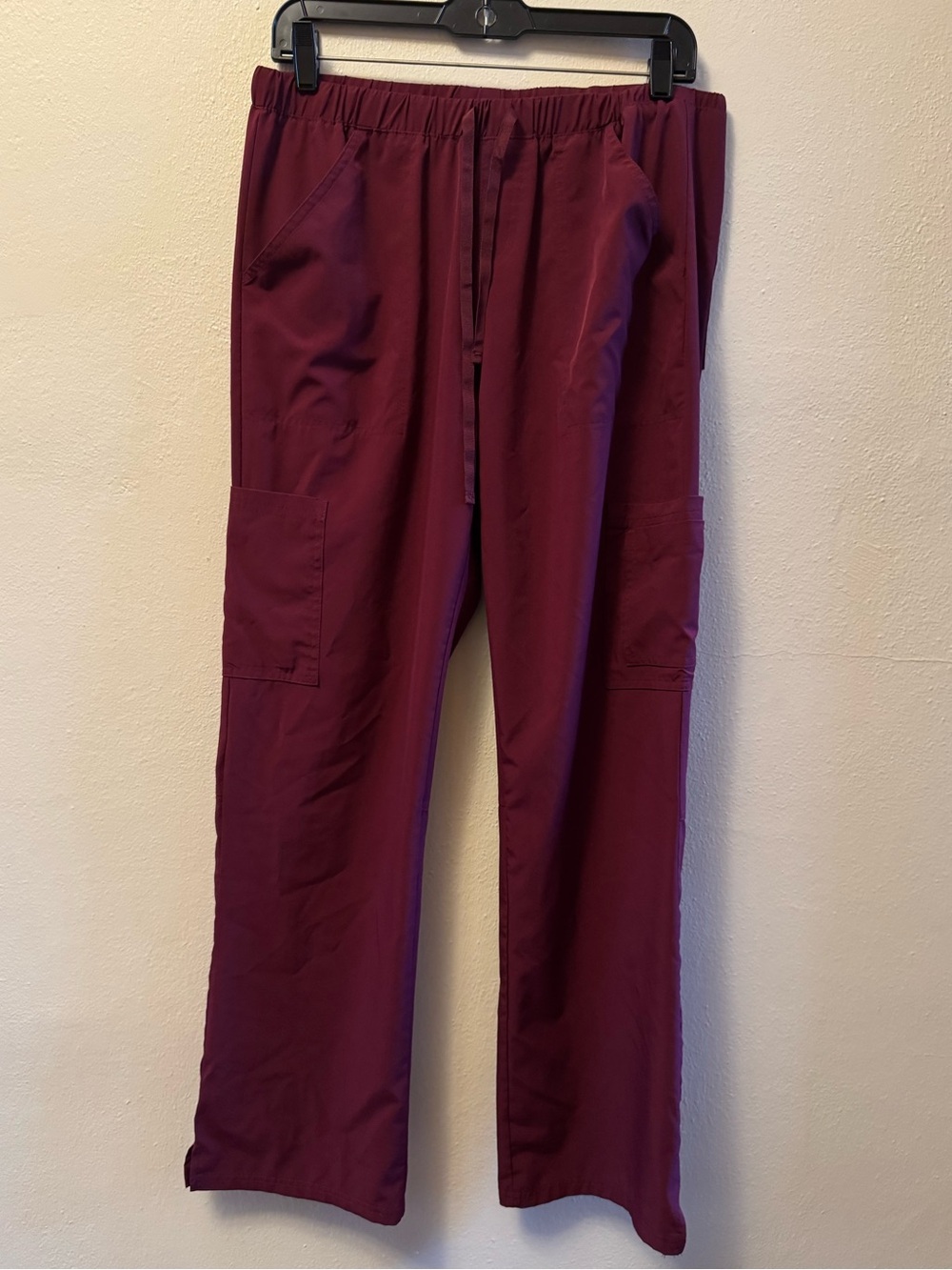 Natural Uniforms Burgundy Maroon Drawstring Cargo Straight Leg Scrub Pants Sz M